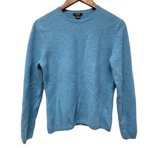 Prive 100% Cashmere Sweater Women Med Blue Crew Neck Long Sleeve Pullover Soft